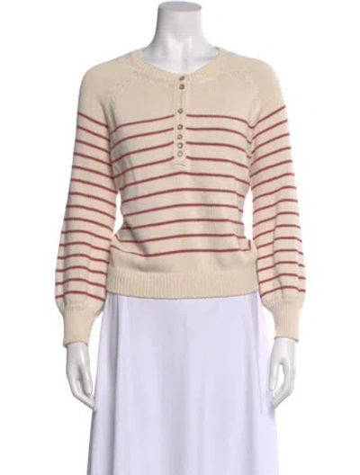 Pre-owned La Maille Sezane Striped Crew Neck Sweater In Brown