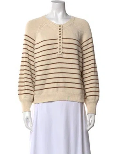 Pre-owned La Maille Sezane Striped Crew Neck Sweater In Brown