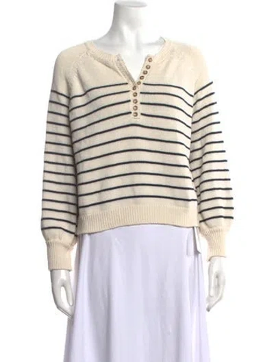 Pre-owned La Maille Sezane Striped Crew Neck Sweater In Brown