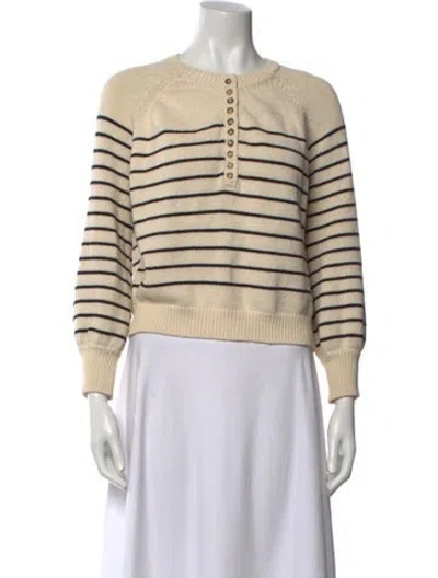 Pre-owned La Maille Sezane Striped Crew Neck Sweater In Neutral