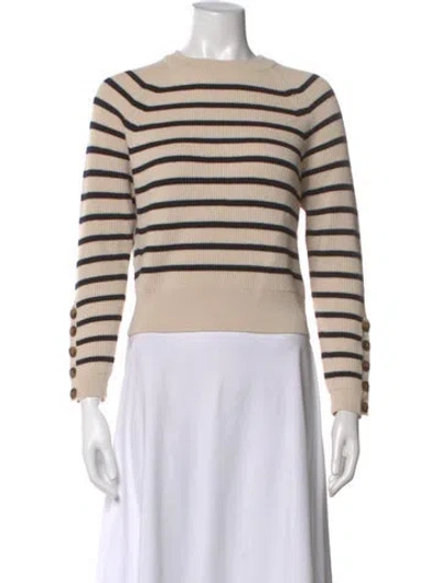 Pre-owned La Maille Sezane Striped Crew Neck Sweater In Neutral