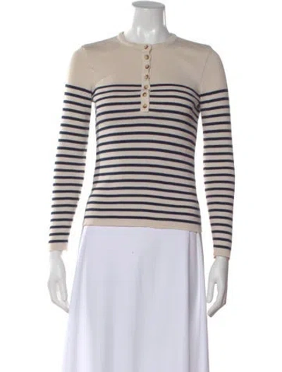 Pre-owned La Maille Sezane Striped Crew Neck Sweater In Neutral