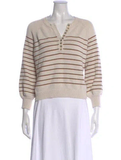 Pre-owned La Maille Sezane Striped Crew Neck Sweater In Neutral