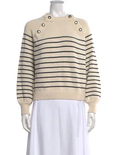 Pre-owned La Maille Sezane Striped Crew Neck Sweater In Neutral
