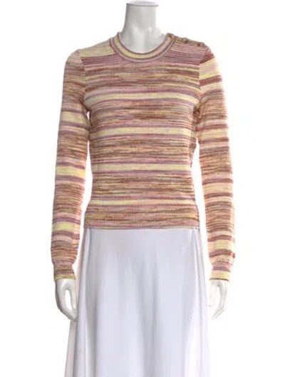 Pre-owned La Maille Sezane Striped Crew Neck Sweater In Pink