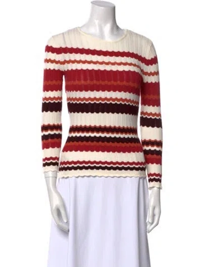 Pre-owned La Maille Sezane Striped Crew Neck Sweater W/ Tags In Red