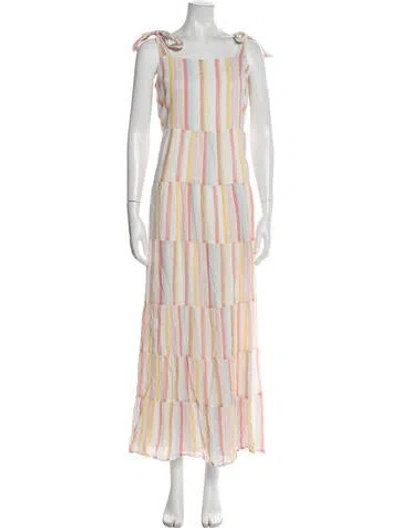Pre-owned La Maille Sezane Striped Long Dress In Pink
