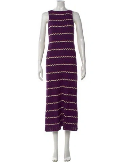Pre-owned La Maille Sezane Striped Long Dress In Purple