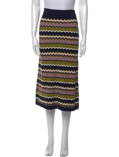 Pre-owned La Maille Sezane Striped Midi Length Skirt In Blue