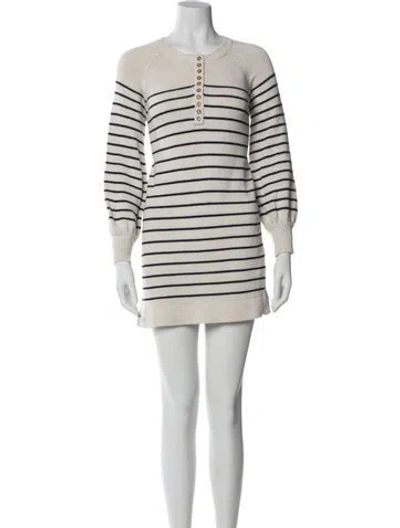 Pre-owned La Maille Sezane Striped Mini Dress In Blue