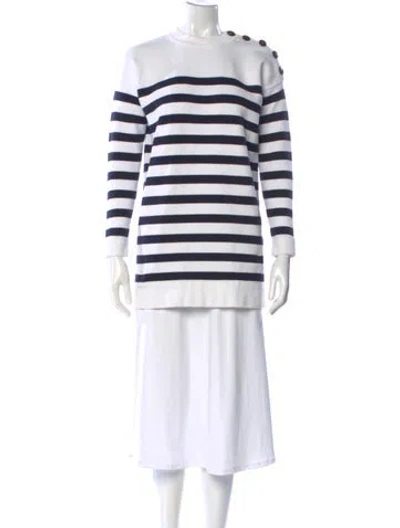 Pre-owned La Maille Sezane Striped Mini Dress In White