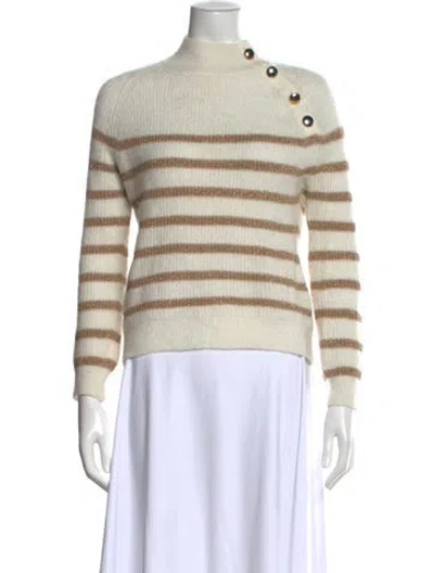 Pre-owned La Maille Sezane Striped Mock Neck Sweater In Neutral