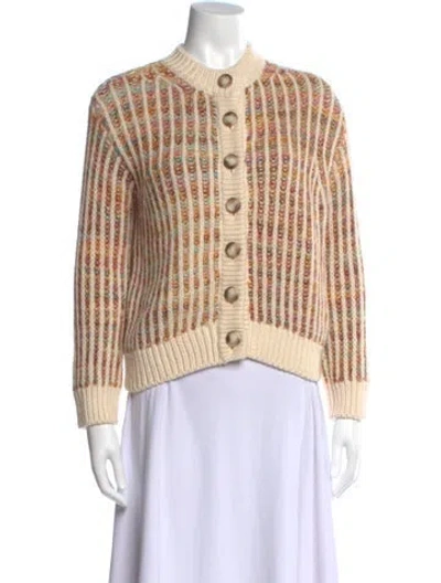 Pre-owned La Maille Sezane Striped Mock Neck Sweater In Neutral
