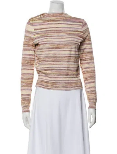 Pre-owned La Maille Sezane Striped Mock Neck Sweater In Pink