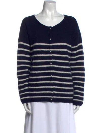 Pre-owned La Maille Sezane Striped Scoop Neck Sweater In Blue