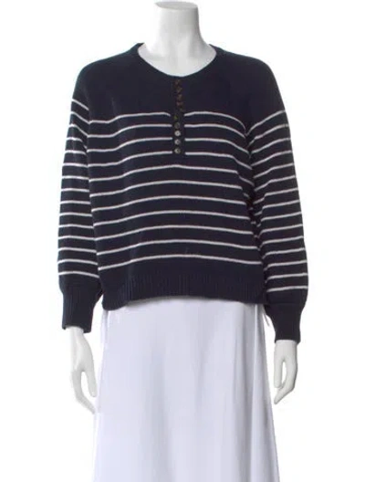 Pre-owned La Maille Sezane Striped Scoop Neck Sweater In Blue