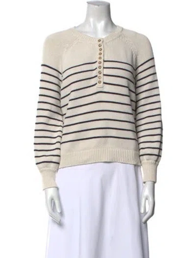 Pre-owned La Maille Sezane Striped Scoop Neck Sweater In Neutral