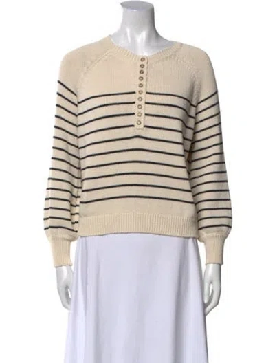 Pre-owned La Maille Sezane Striped Scoop Neck Sweater In Neutral