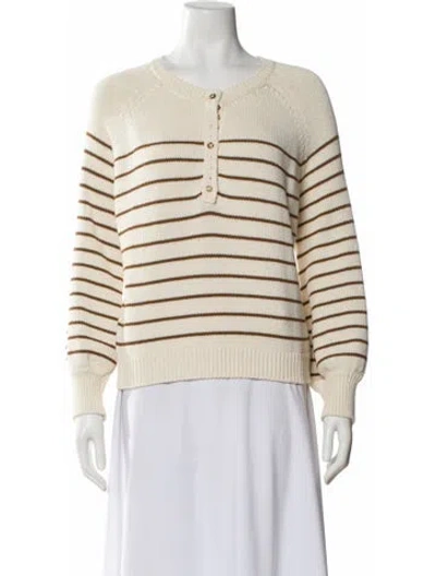 Pre-owned La Maille Sezane Striped Scoop Neck Sweater In Neutral