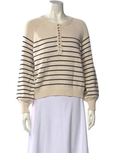Pre-owned La Maille Sezane Striped Scoop Neck Sweater In Neutral
