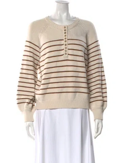 Pre-owned La Maille Sezane Striped Scoop Neck Sweater In Neutral