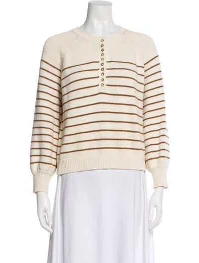 Pre-owned La Maille Sezane Striped Scoop Neck Sweater In Neutral