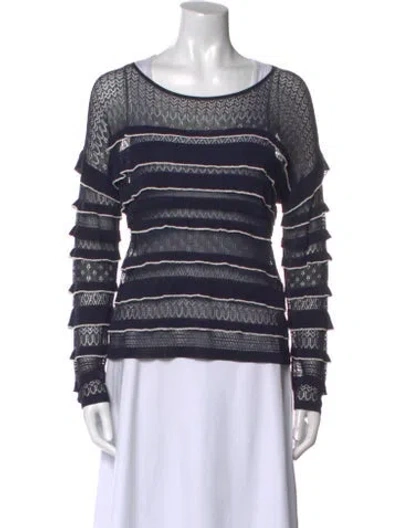 Pre-owned La Maille Sezane Striped Scoop Neck Sweater W/ Tags In Blue