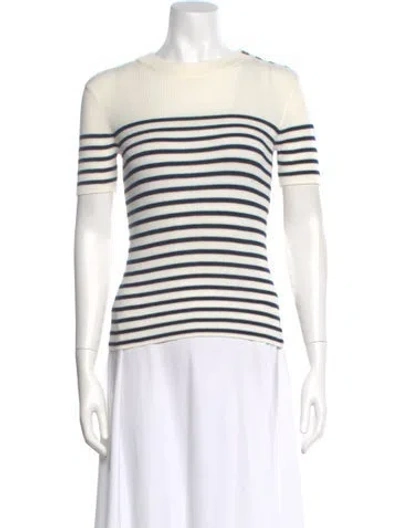 Pre-owned La Maille Sezane Striped Scoop Neck Sweater W/ Tags In Neutral