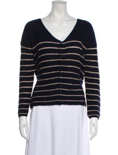 Pre-owned La Maille Sezane Striped V-neck Sweater In Blue