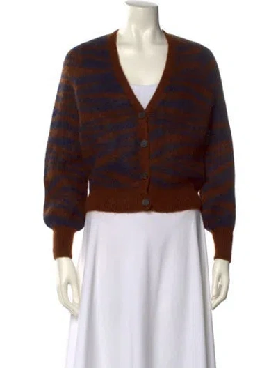 Pre-owned La Maille Sezane Striped V-neck Sweater In Brown