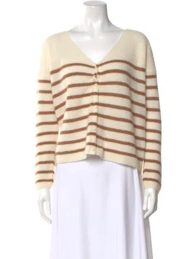 Pre-owned La Maille Sezane Striped V-neck Sweater In Neutral