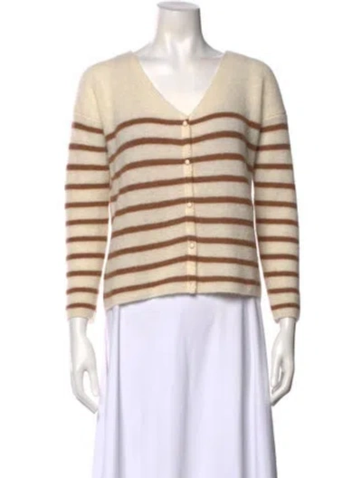 Pre-owned La Maille Sezane Striped V-neck Sweater In Neutral