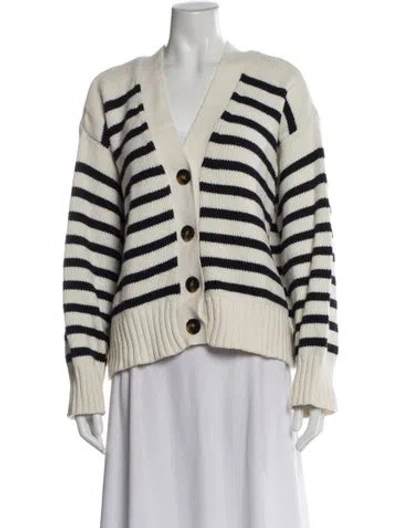 Pre-owned La Maille Sezane Striped V-neck Sweater In Neutral