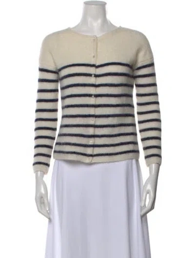 Pre-owned La Maille Sezane Striped V-neck Sweater In Neutral