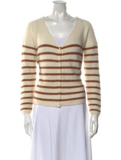 Pre-owned La Maille Sezane Striped V-neck Sweater In Neutral