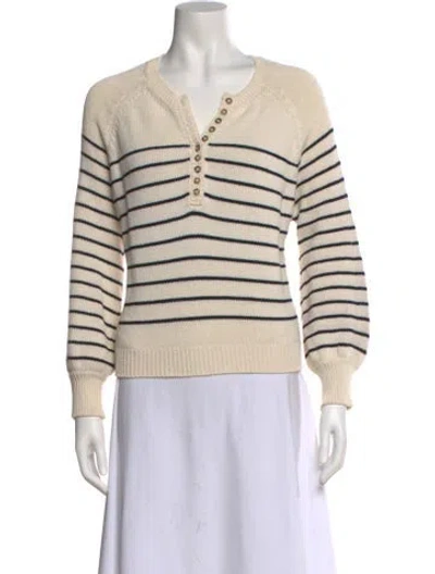 Pre-owned La Maille Sezane Striped V-neck Sweatshirt In Brown