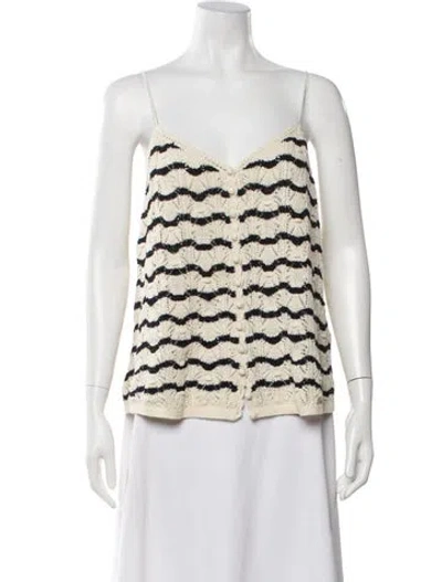 Pre-owned La Maille Sezane Striped V-neck Top In Neutral