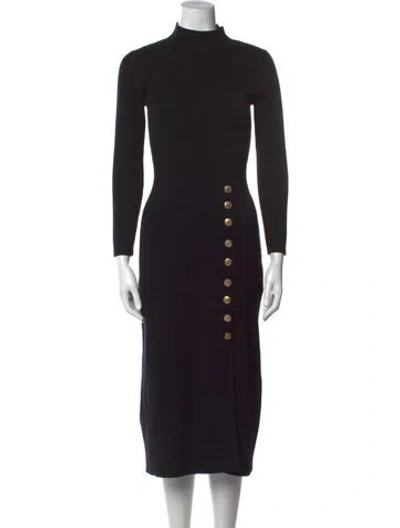 Pre-owned La Maille Sezane Turtleneck Midi Length Dress In Black