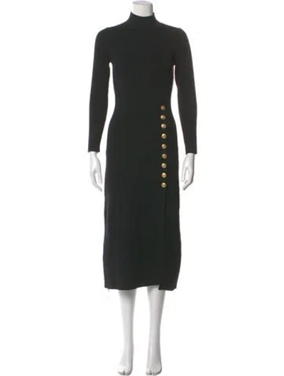 Pre-owned La Maille Sezane Turtleneck Midi Length Dress In Black