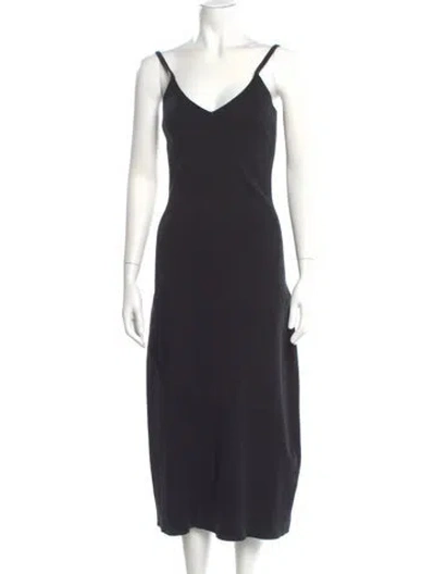 Pre-owned La Maille Sezane V-neck Long Dress In Black