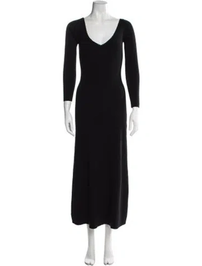 Pre-owned La Maille Sezane V-neck Long Dress In Black