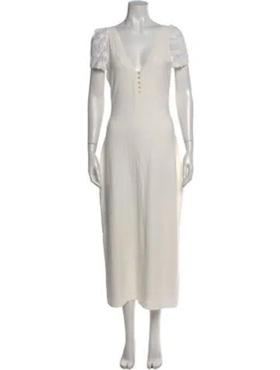 Pre-owned La Maille Sezane V-neck Long Dress In Neutral