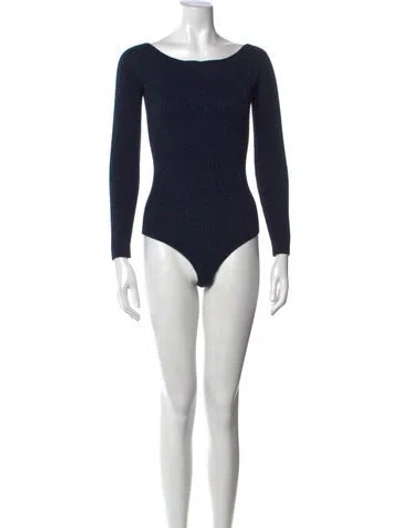Pre-owned La Maille Sezane V-neck Long Sleeve Bodysuit In Blue