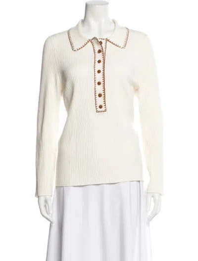 Pre-owned La Maille Sezane V-neck Long Sleeve Top In Neutral