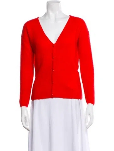 Pre-owned La Maille Sezane V-neck Long Sleeve Top In Red