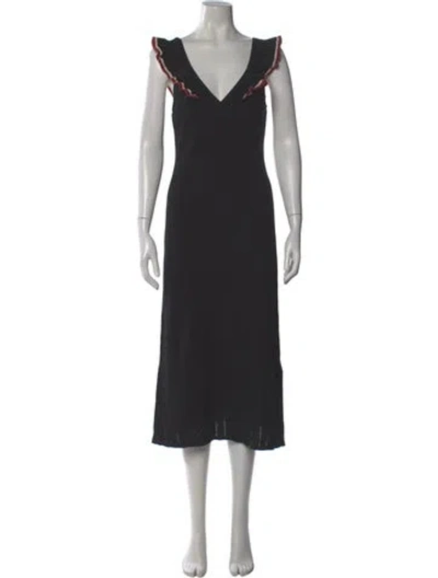 Pre-owned La Maille Sezane V-neck Midi Length Dress In Gray