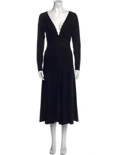 Pre-owned La Maille Sezane V-neck Midi Length Dress W/ Tags In Black