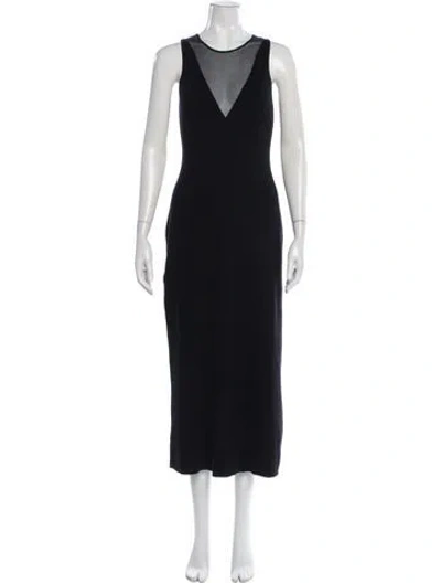 Pre-owned La Maille Sezane V-neck Midi Length Dress W/ Tags In Black