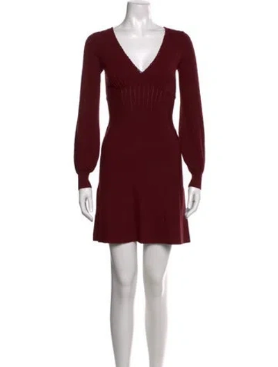 Pre-owned La Maille Sezane V-neck Mini Dress In Burgundy