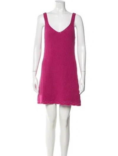 Pre-owned La Maille Sezane V-neck Mini Dress W/ Tags In Pink